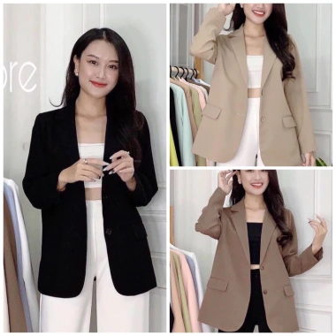 Áo khoác blazer nữ dài suông, túi bổ 1 lớp - Premium Blue giảm giá 380k