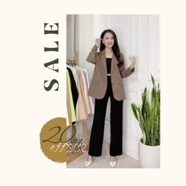 Áo khoác blazer nữ dài suông, túi bổ 1 lớp - Premium Blue giảm giá 380k