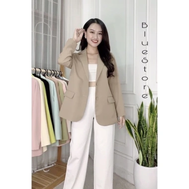 Áo khoác blazer nữ dài suông, túi bổ 1 lớp - Premium Blue giảm giá 380k