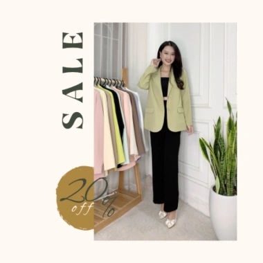 Áo khoác blazer nữ dài suông túi bổ 1 lớp Premium màu xanh - Giá chỉ 380.000đ 2