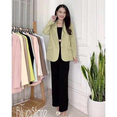 Áo khoác blazer nữ dài suông túi bổ 1 lớp Premium màu xanh - Giá chỉ 380.000đ 6