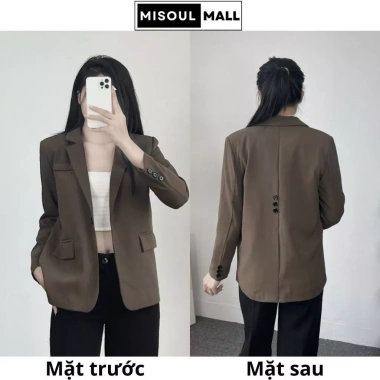 Áo khoác blazer nữ dáng rộng 1 cúc cài BigSize Misoul Mall trơn có túi chỉ 319k