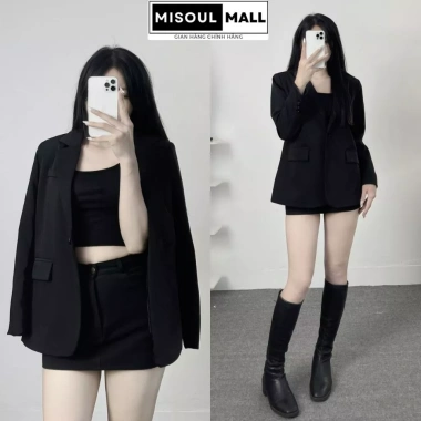 Áo khoác blazer nữ dáng rộng 1 cúc cài BigSize Misoul Mall trơn có túi chỉ 319k