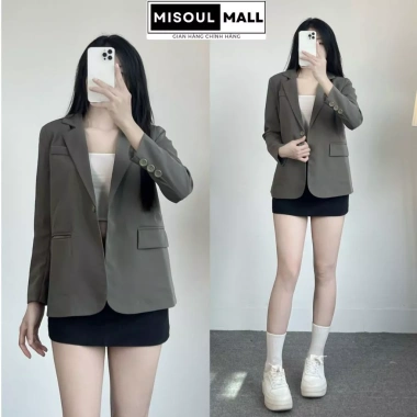 Áo khoác blazer nữ dáng rộng 1 cúc cài BigSize Misoul Mall trơn có túi chỉ 319k