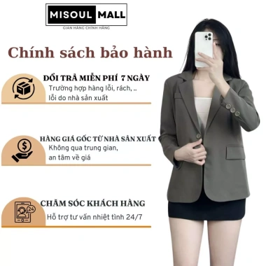 Áo khoác blazer nữ dáng rộng 1 cúc cài BigSize Misoul Mall trơn có túi chỉ 319k