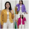 Áo khoác blazer nữ dáng suông ngắn dài tay túi bổ 1 lớp Premium BLUE