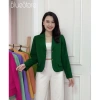 Áo khoác blazer nữ dáng suông ngắn dài tay túi bổ 1 lớp Premium BLUE 8