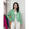Áo khoác blazer nữ dáng suông ngắn dài tay túi bổ 1 lớp Premium BLUE 10