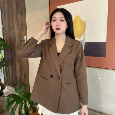 Áo khoác blazer Nữ gấu áo vuông xẻ sau 1 lớp, áo vest ngoài trẻ trung giá 259.000