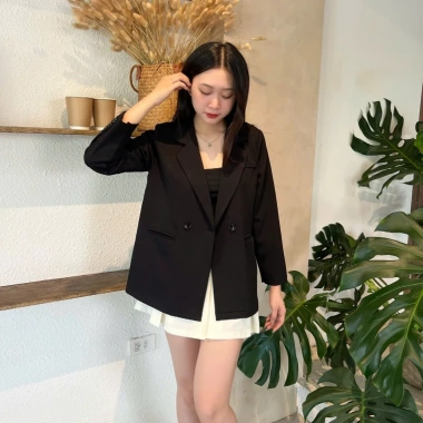 Áo khoác blazer Nữ gấu áo vuông xẻ sau 1 lớp, áo vest ngoài trẻ trung giá 259.000 2