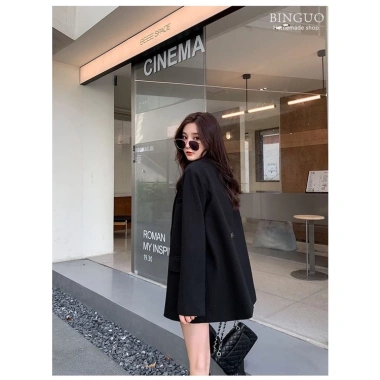 Áo Khoác Blazer Nữ Mỏng Thoáng Khí Đen - Thời Trang Xuân Thu 2.023 Ưu Đãi 481k