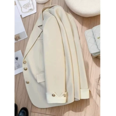 Áo khoác blazer nữ trẻ trung, vest dài tay cúc giữa, đệm vai, phối viền trắng - giảm giá 20% chỉ 219.000đ 9
