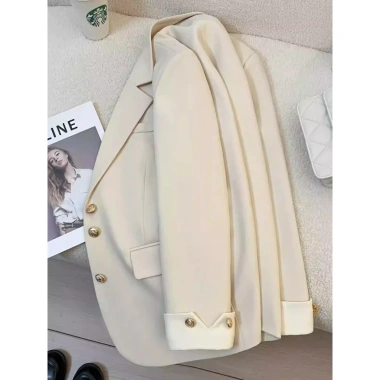 Áo khoác blazer nữ trẻ trung, vest dài tay cúc giữa, đệm vai, phối viền trắng - giảm giá 20% chỉ 219.000đ 10