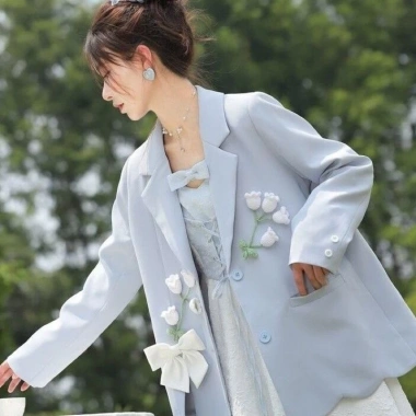 Áo Khoác Blazer Nữ Xanh Dáng Rộng Thời Trang Hàn Quốc – Mẫu Mới RB020 Giá 449k 7