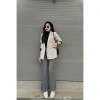 Áo khoác blazer vest suông nữ công sở, vải chéo Hàn 2 lớp đệm vai, Hàn Quốc 2