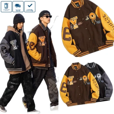 Áo Khoác Bomber Hit Hop Thêu Varsity Nam Nữ Phom Rộng Thể Thao Giá 92,150₫