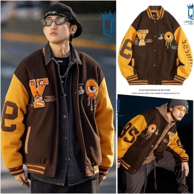 Áo Khoác Bomber Hit Hop Thêu Varsity Nam Nữ Phom Rộng Thể Thao Giá 92,150₫