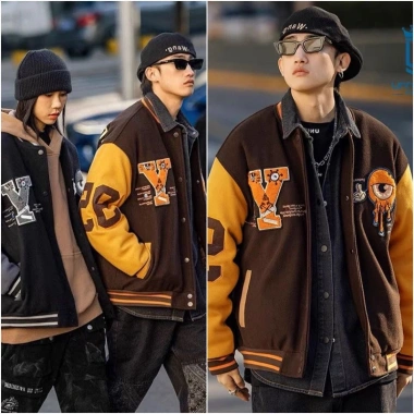 Áo Khoác Bomber Hit Hop Thêu Varsity Nam Nữ Phom Rộng Thể Thao Giá 92,150₫