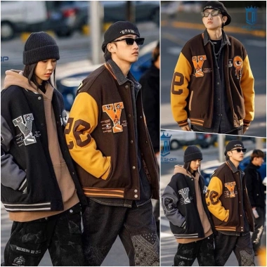 Áo Khoác Bomber Hit Hop Thêu Varsity Nam Nữ Phom Rộng Thể Thao Giá 92,150₫