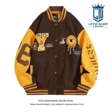 Áo Khoác Bomber Hit Hop Thêu Varsity Nam Nữ Phom Rộng Thể Thao Giá 92,150₫
