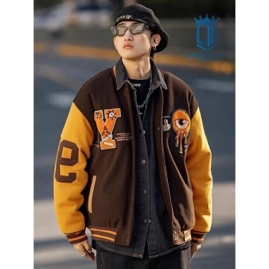 Áo Khoác Bomber Hit Hop Thêu Varsity Nam Nữ Phom Rộng Thể Thao Giá 92,150₫