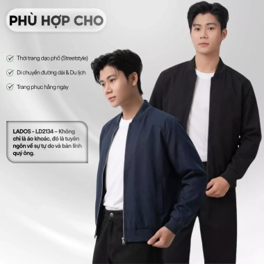 Áo khoác bomber kaki đen LADOS-12.054 lót dù dày, chống nắng, chống gió, phong cách Hàn Quốc 317.000VND