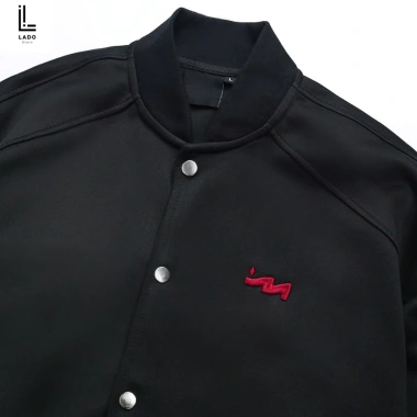Áo khoác bomber nỉ 2 da form boxy logo M thêu nổi - giảm giá 22% LadoShop 3