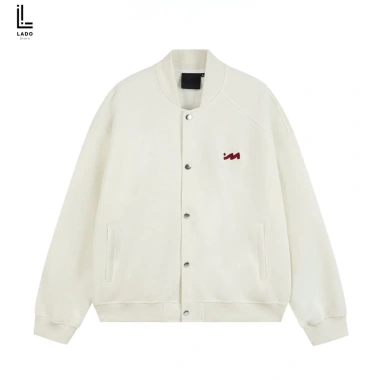 Áo khoác bomber nỉ 2 da form boxy logo M thêu nổi - giảm giá 22% LadoShop 8