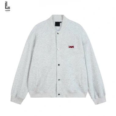 Áo khoác bomber nỉ 2 da form boxy logo M thêu nổi - giảm giá 22% LadoShop 11
