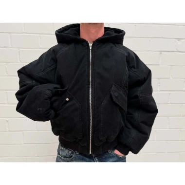 Áo Khoác Canvas Hooded Bomber Premium - Vải Washed nhập khẩu, lót bông dày, khóa zip hợp kim, giảm còn 1,4tr