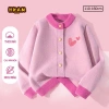 Áo khoác cardigan bé gái, áo len trẻ em in trái tim mềm mại, thoải mái - 250.000₫