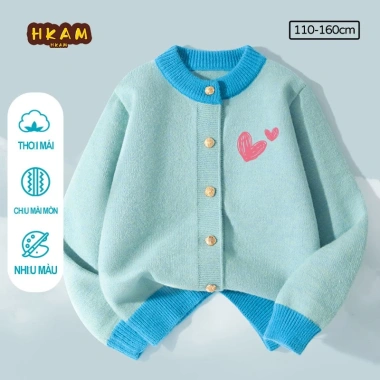 Áo khoác cardigan bé gái, áo len trẻ em in trái tim mềm mại, thoải mái - 250.000₫ 8