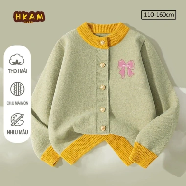 Áo Khoác Cardigan Bé Gái HKAM - Áo len in nơ mềm mại, thoải mái, 250.000 VND 7