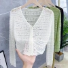 Áo khoác cardigan dài tay cắt ngắn lụa lạnh nhẹ, bảo vệ nắng mùa hè cho nữ