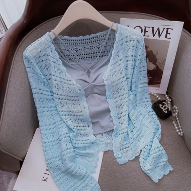 Áo khoác cardigan dài tay cắt ngắn lụa lạnh nhẹ, bảo vệ nắng mùa hè cho nữ 8