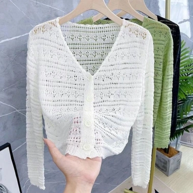 Áo khoác cardigan dài tay cắt ngắn lụa lạnh nhẹ, bảo vệ nắng mùa hè cho nữ 10