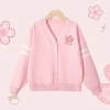 Áo khoác Cardigan dệt kim bé gái Preppy, áo len trẻ em in hoa – giá 250k