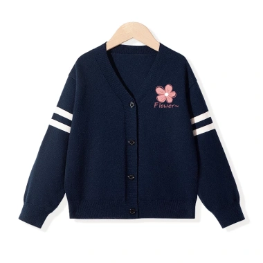 Áo khoác Cardigan dệt kim bé gái Preppy, áo len trẻ em in hoa – giá 250k