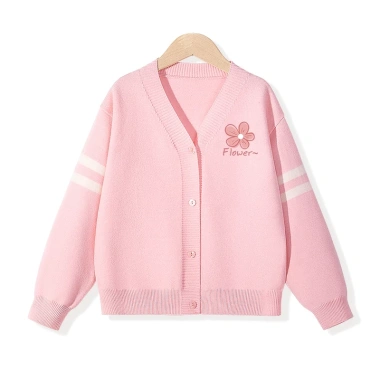 Áo khoác Cardigan dệt kim bé gái Preppy, áo len trẻ em in hoa – giá 250k