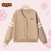 Áo khoác cardigan dệt kim bé gái Preppy dài tay, áo len trẻ em in hình gấu - Giá ưu đãi 235k