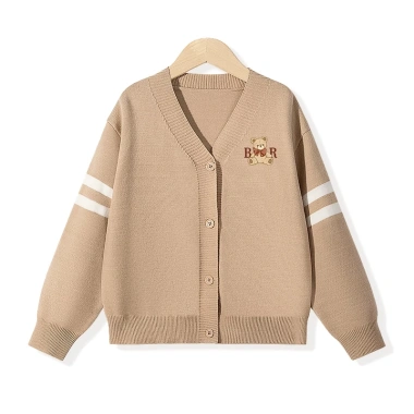 Áo khoác cardigan dệt kim bé gái Preppy dài tay, áo len trẻ em in hình gấu - Giá ưu đãi 235k 5