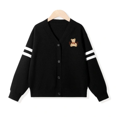 Áo khoác cardigan dệt kim bé gái Preppy dài tay, áo len trẻ em in hình gấu - Giá ưu đãi 235k 9
