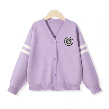 Áo khoác Cardigan dệt kim bé gái Preppy dài tay in hình gấu - Giá ưu đãi 250k