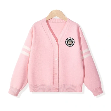 Áo khoác Cardigan dệt kim bé gái Preppy dài tay in hình gấu - Giá ưu đãi 250k