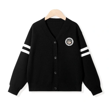 Áo khoác Cardigan dệt kim bé gái Preppy dài tay in hình gấu - Giá ưu đãi 250k