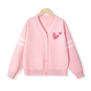 Áo khoác Cardigan dệt kim bé gái Preppy dài tay in trái tim - Giá ưu đãi 240.000₫