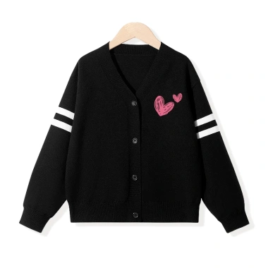 Áo khoác Cardigan dệt kim bé gái Preppy dài tay in trái tim - Giá ưu đãi 240.000₫