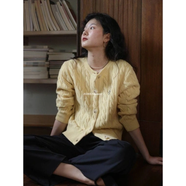 Áo Khoác Cardigan Dệt Kim Cổ Tròn Đan - Phong Cách Mới 2.024, Giá 161.081 VNĐ