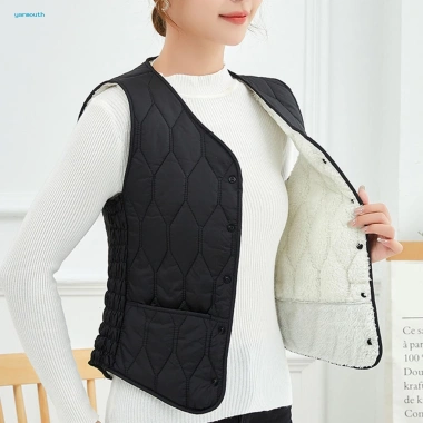 Áo khoác cardigan không tay nữ nhẹ, ấm áp, túi tiện lợi, phong cách châu Á mùa đông