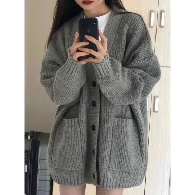 Áo khoác cardigan len basic dáng rộng Hàn Quốc, cao cấp Quảng Châu, dày dặn, big size NGOMINH SP54